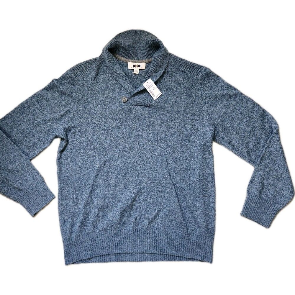 NWT Joseph Abboud Wool Blend Heritage Shawl Collar Sweater Mens XXL Blue Marled